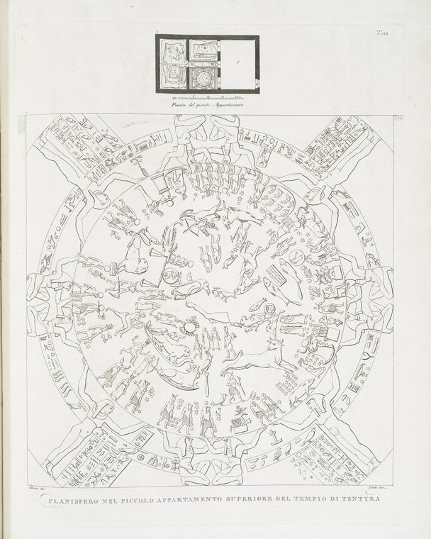 Pianta del piccolo Appartamento; Planisfero nel piccolo Appartamento superiore del tempio di Tentyra.