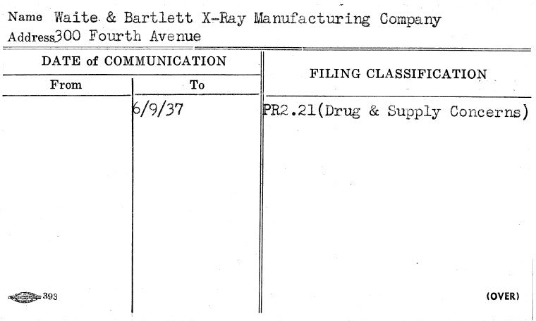 Waite & Bartlett X-Ray Manufacturing Company