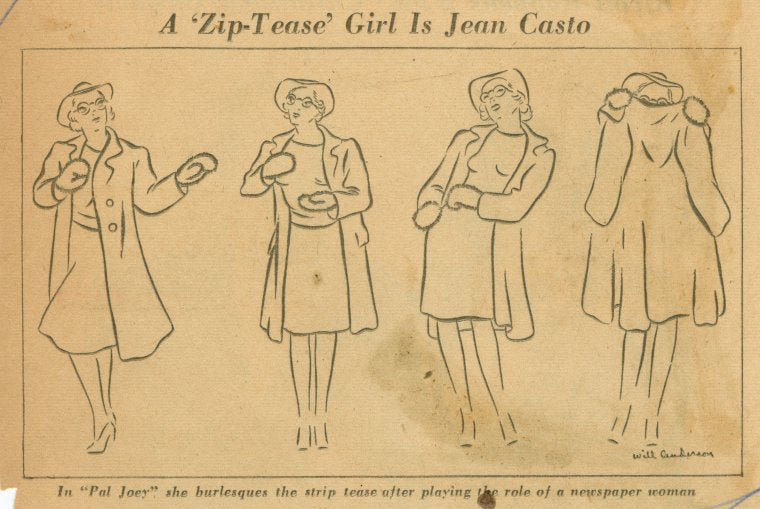 A 'zip-tease' girl is Jean Casto