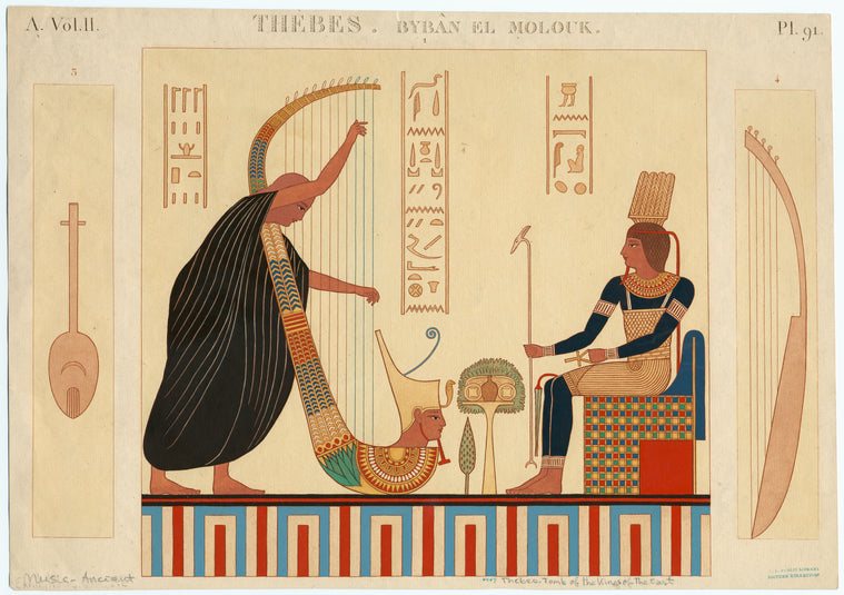 Decoration from the Room of the Harps, East Tomb, Byban el Molouk, Thebes.