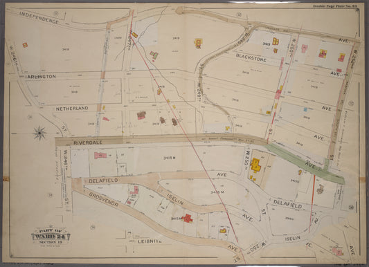Double Page Plate No. 53, Part of Ward 24, Section 13: [Bounded by Independence Avenue, W. 252nd Street, Grosvenor Street and W. 246th Street]