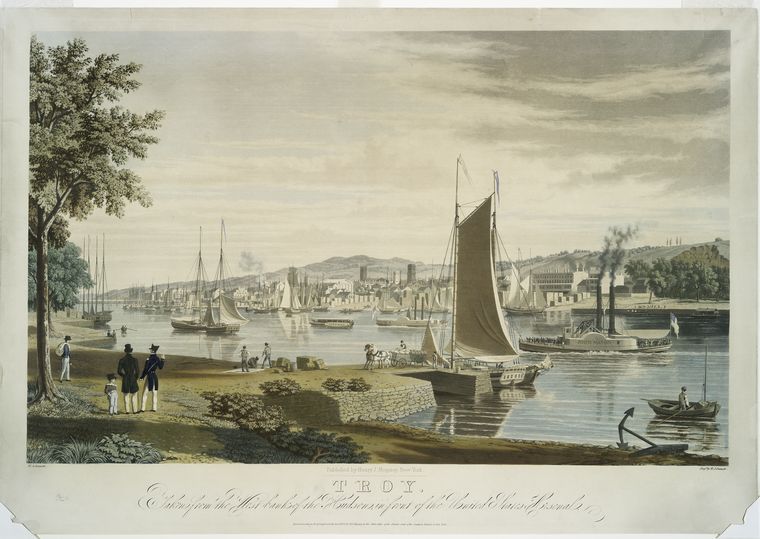 Troy. Taken from the west bank of the Hudson, in front of the United States Arsenal.