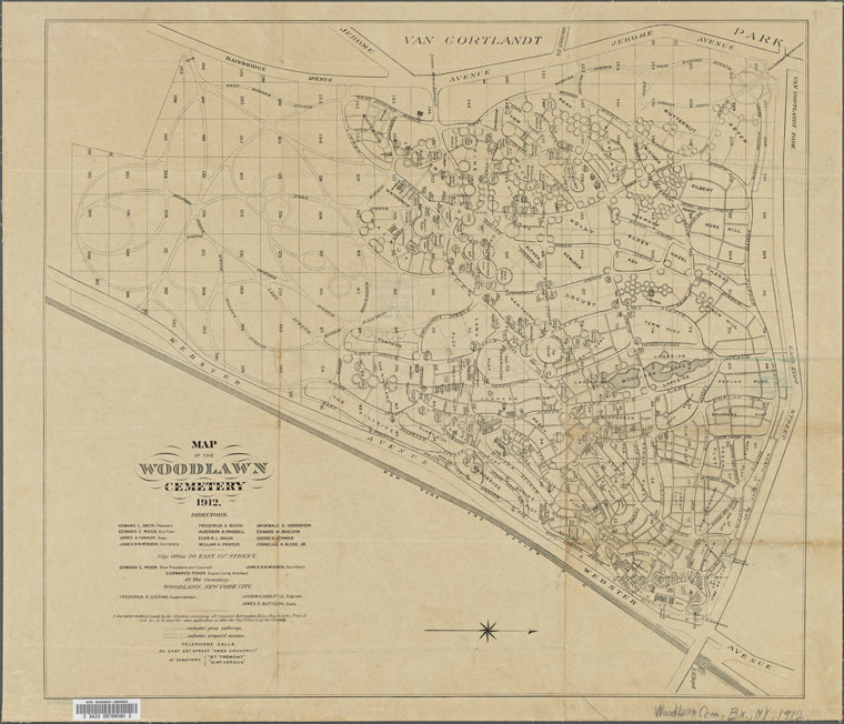 Map of the Woodlawn Cemetery.
