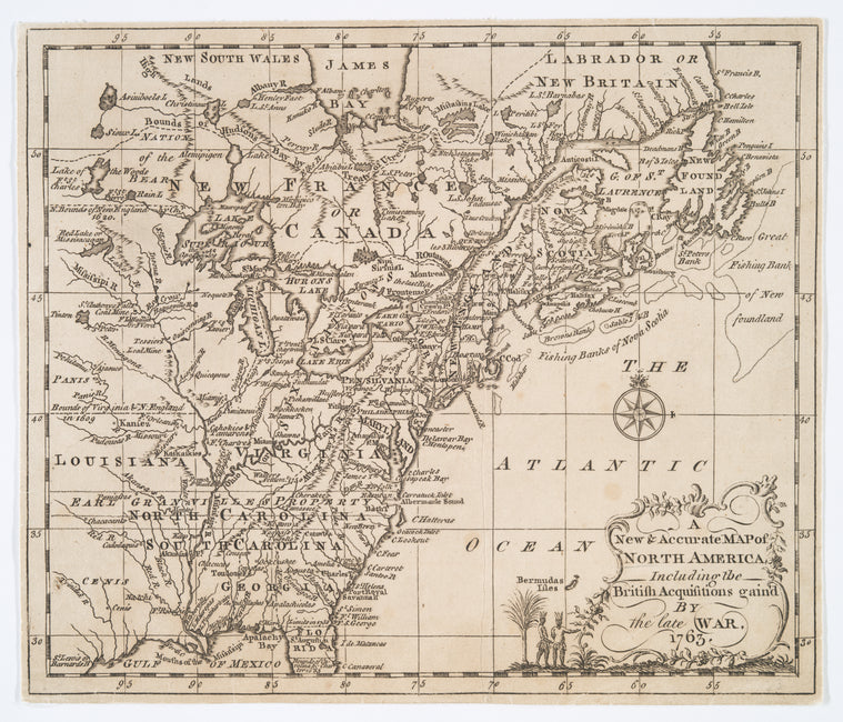 A New & accurate map of North America : including the British acquisitions gain'd by the late war, 1763