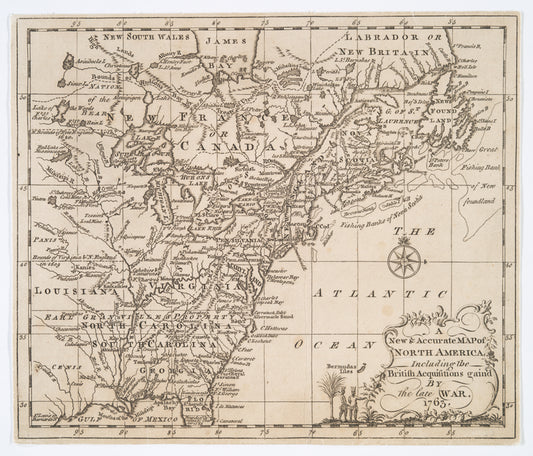 A New & accurate map of North America : including the British acquisitions gain'd by the late war, 1763