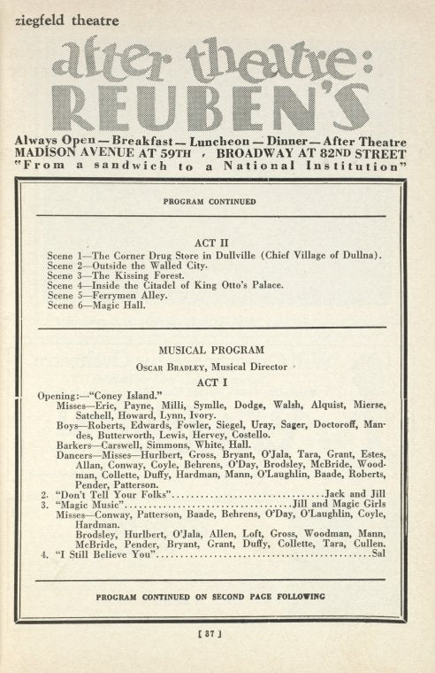 Program (dated 2/24/1930) for Simple Simon at the Ziegfeld Theatre (New York, N.Y.)