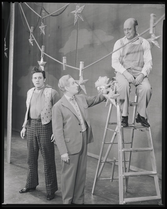 Act II, Scene Three: Billy Bigelow (John Raitt) with the Starkeeper (Calvin Thomas), right, and Brother Joshua (Jay Velie)