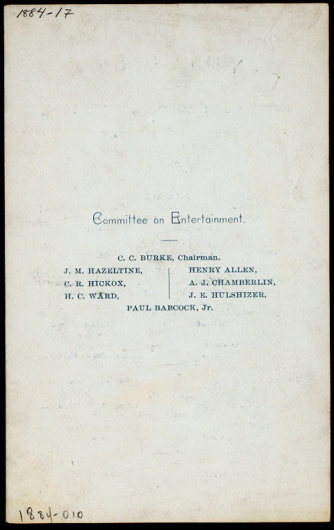 OPENING CELEBRATION FOR STEAMER SAM SLOAN [held by] NEW YORK PRODUCE EXCHANGE [at] "[HOFFMAN HOUSE,MADISON SQUARE, NY]" (REST)