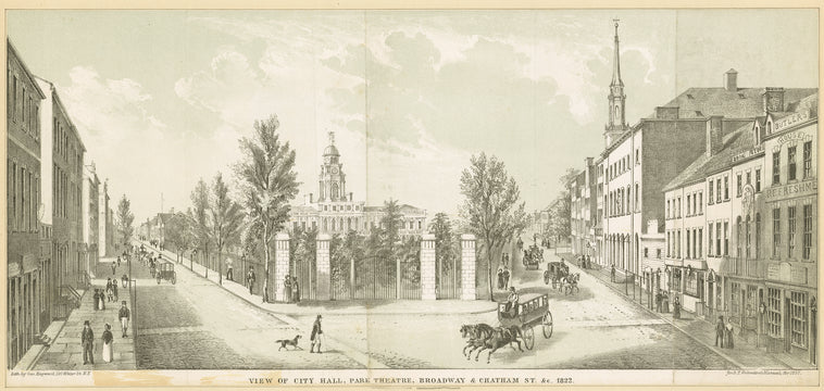 View of City Hall, Park Theater, Broadway & Chatham St. &c.
