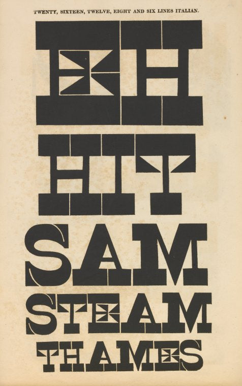 Twenty, sixteen, twelve, eight and six lines Italian