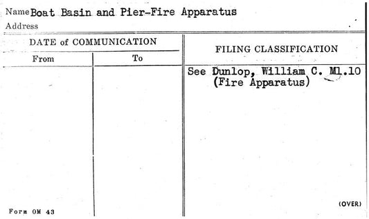 Boat Basin and Pier-Fire Apparatus