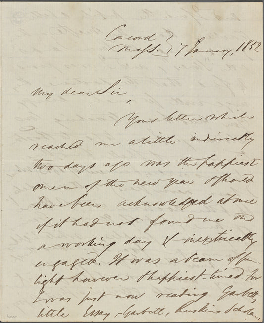 Greenough, Horatio, ALS to. Jan. 7, 1852