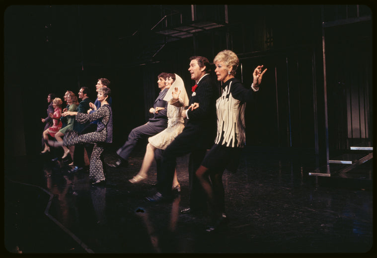 Charles Braswell, Elaine Stritch [right] and ensemble in the stage production Company