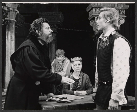 Robert Preston, Bruce Scott, Rosemary Harris and Christopher Walken in the stage production The Lion in Winter