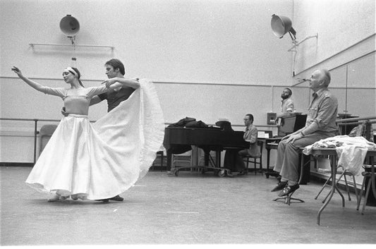 New York City Ballet rehearsal for "Vienna Waltzes" with George Balanchine, Jean-Pierre Bonnefous and Stephanie Saland,choreography by George Balanchine (New York)