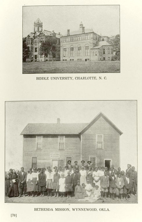 Biddle University, Charlotte, N.C.; Bethesda Mission, Wynnewood, Okla.