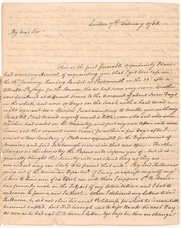 Letter from John Tabor Kempe to an unidentified recipient