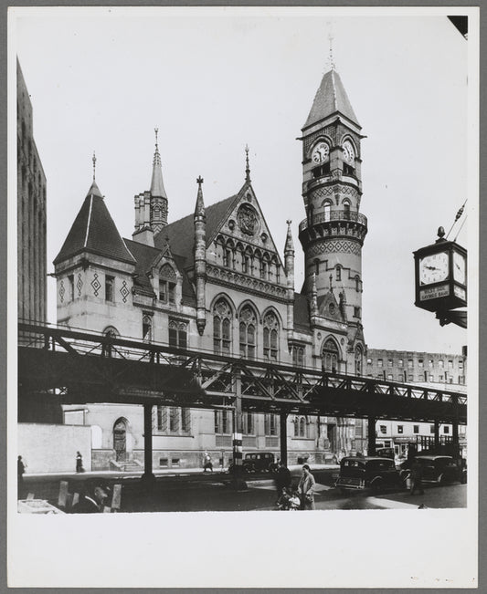Jefferson Market Court, Southwest corner of Sixth Avenue and West 10th Street, looking north from southwest corner of Sixth Avenue and West 9th Street