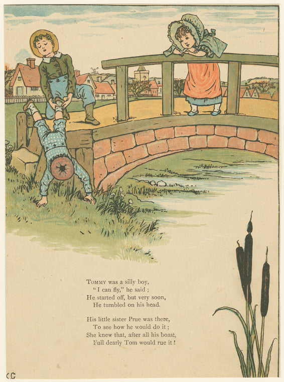 Children on foot bridge.