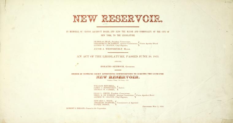 New reservoir.  [Order creating commission to obtain land for the reservoir.]