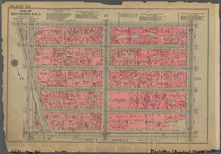 Plate 72, Part of Sections 4 & 5: [Bounded by W. 47th Street, Fifth Avenue, W. 42nd Street and Broadway]