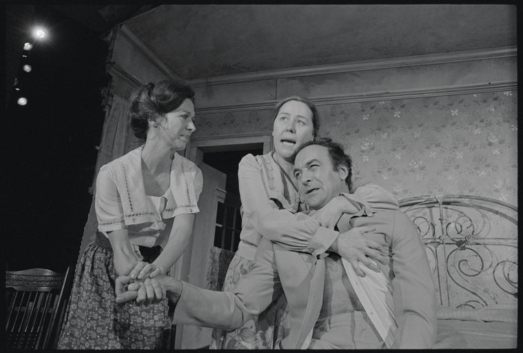 Polly Holliday, Jean David and Robert Loggia in the stage production Wedding Band