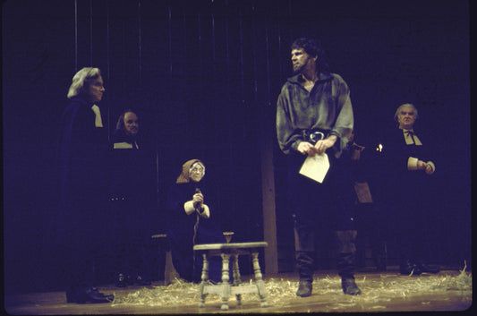 Actors (L-R) George Hearn, Wyman Pendleton, Anne Ives, Don Murray and William Larsen in a scene from the American Shakespeare Theatre's production of the play "The Crucible." (Stratford)