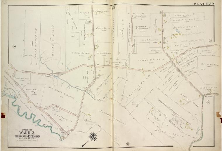 Plate 39, Part of Ward 3 [Map bound by Forest Hill Road (Old Mill Road), Richmond Hill Road, Klondike Ave, Rockland Ave (Saw Mill RD), Richmond Creek, Old Hill Road, Alaska PL]