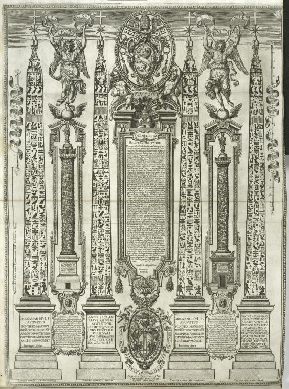 La gvglia della Madonna del Populo : faccia uerso tramontana, faccia uerso oriente, faccia uerso mezzogiorno, faccia uerso occidente ; Colonna Antonnia ; Colonna Traiana.