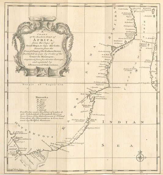 A chart of eastern coast of Africa, from the Cape of Good Hope, to Cape del Gada
