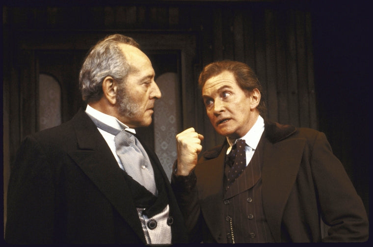 Actors (L-R) Paul Sparer & Roy Dotrice in a scene fr. the Roundabout Theatre's production of the play "An Enemy of the People." (New York)