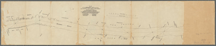 Map of the boundary line between the states of New York and New Jersey in lands under water in the Hudson River: from opposite the Battery, New York City, to the boundary line between the states on the north