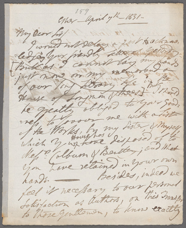 Jane Porter to Longman & Co., autograph letter signed (copy)