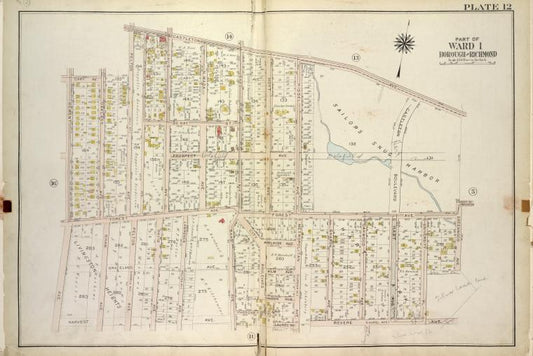 Plate 12, Part of Ward 1 [Map bound by Castleton Ave, Forest Ave (Brighton), Greenwood Ave, University PL, Revere Ave (Laurel Ave), Laurel Ave, Bard Ave, Lawrence Ave (Pelton Ave), Davis Ave, Pelton Ave (Lowell Ave), Shaw Ave, Bement Ave, Cary Ave]