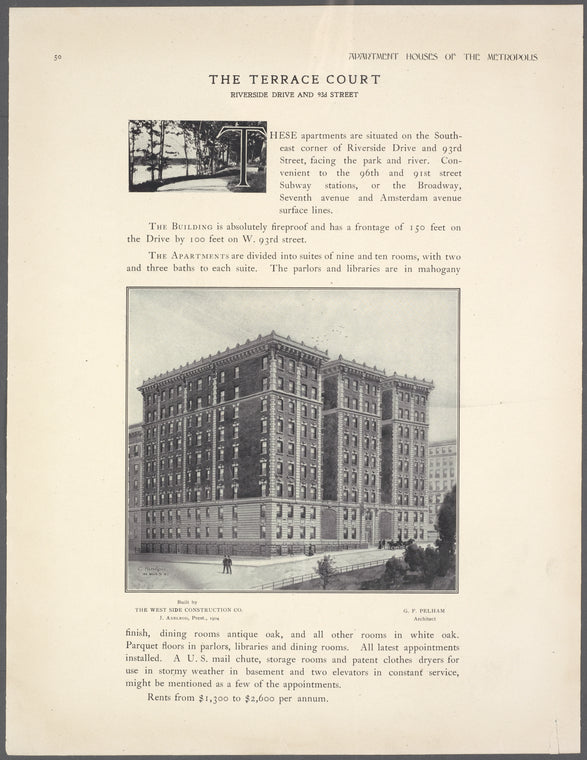 The Terrace Court, Riverside Drive and 93rd Street.