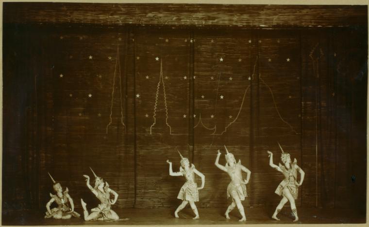 Ruth St. Denis with Betty Horst, Edna Malone, Pearl Wheeler and Doris Humphrey in Siamese Ballet, vaudeville.