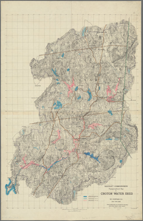 Aqueduct Commissioners topographical map of Croton Water Shed