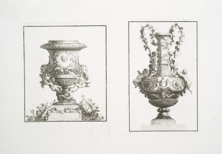 Two vases decorated with putti