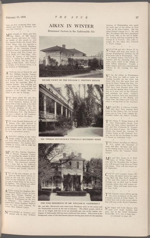 Aiken in winter: Dominant factors in the fashionable life