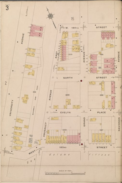 Bronx, V. 14, Plate No. 3 [Map bounded by W. 184th St., Davidson Ave., W. 183rd St., University Ave.]