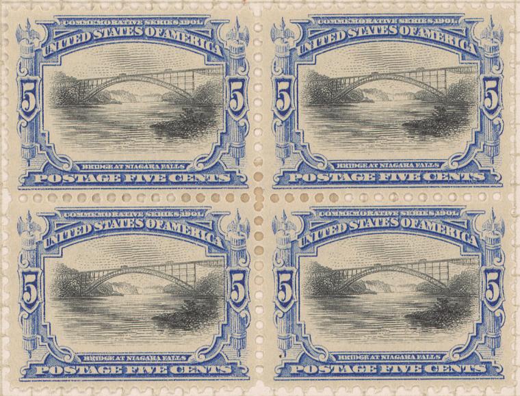 5c Bridge at Niagara Falls block of four
