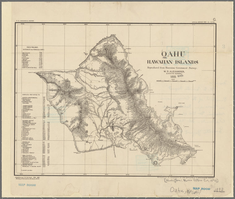 Oahu, Hawaiian Islands: reproduced from Hawaiian Government Survey