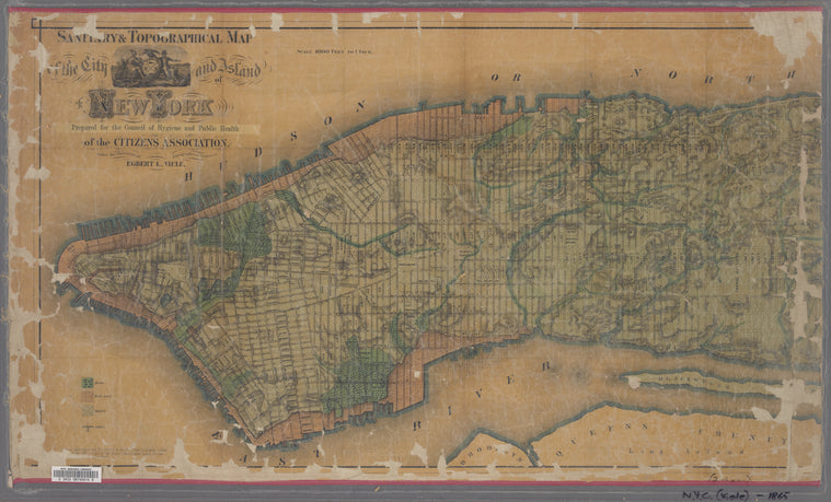 Sanitary & topographical map of the city and island of New York : prepared for the Council of Hygiene & Public Health of the Citizens' Association / Egbert L. Viele