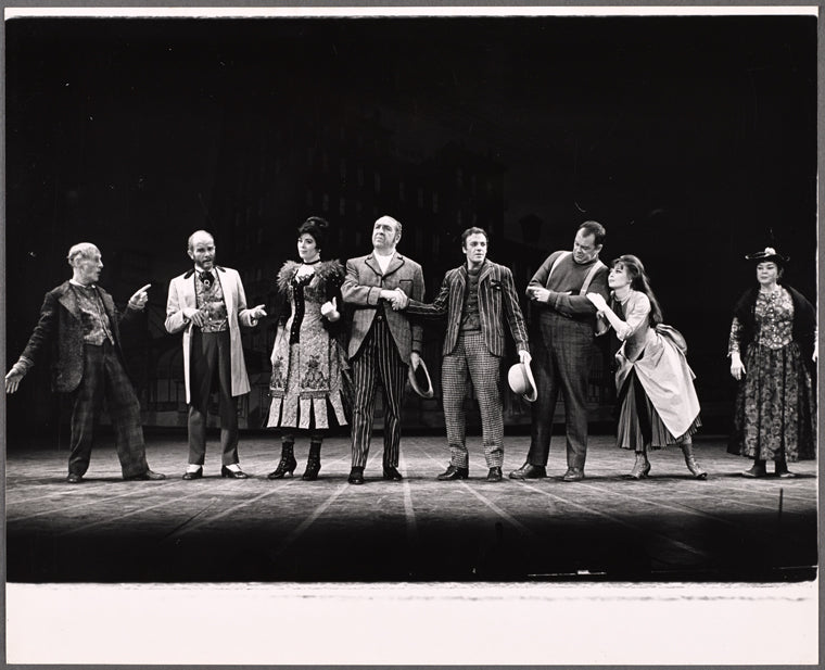 Wilfred Brambell, Leon Janney, Eileen Rodgers, Jesse White, Don Francks, Mickey Shaughnessy and Anita Gillette in the stage production Kelly