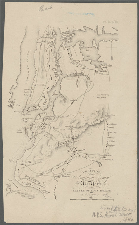 Position of the American Army at New York and the Battle of Long Island, August 27th 1776