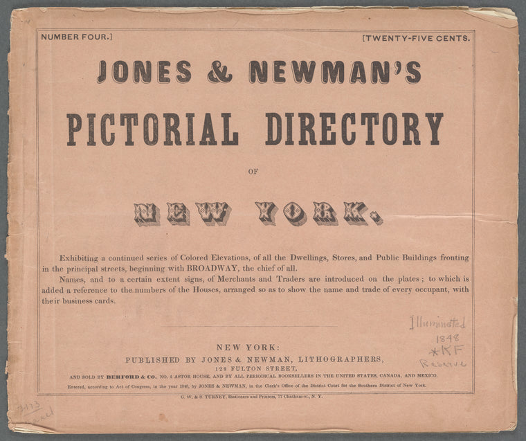 Jones & Newman's Pictorial Directory of New York: From near Warren Street to near Anthony Street