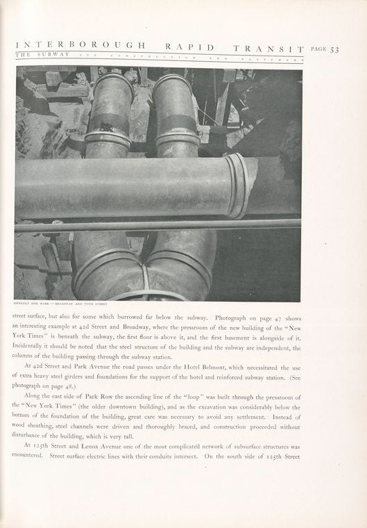 Difficult pipe work - Broadway and 70th Street.