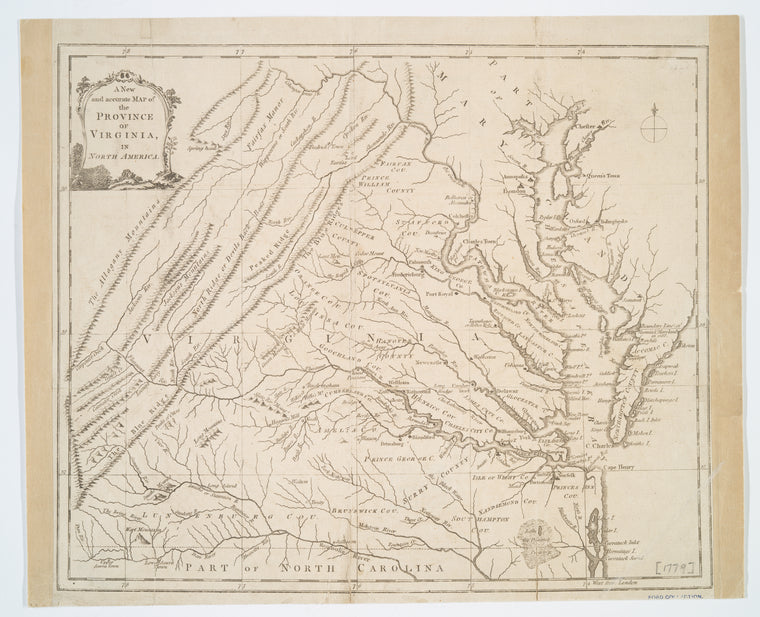 A new and accurate map of the province of Virginia in North America.