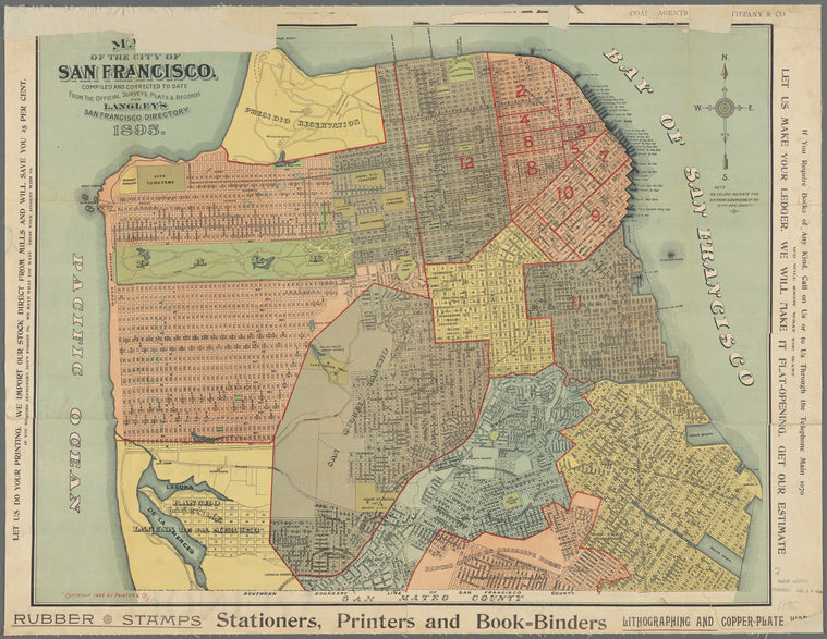 Map of the City of San Francisco : compiled and corrected to date from the official surveys, plats & records for Langley's San Francisco directory