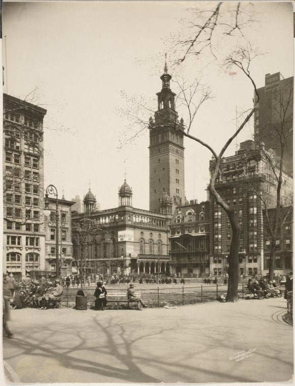 View of Madison Square Garden from park